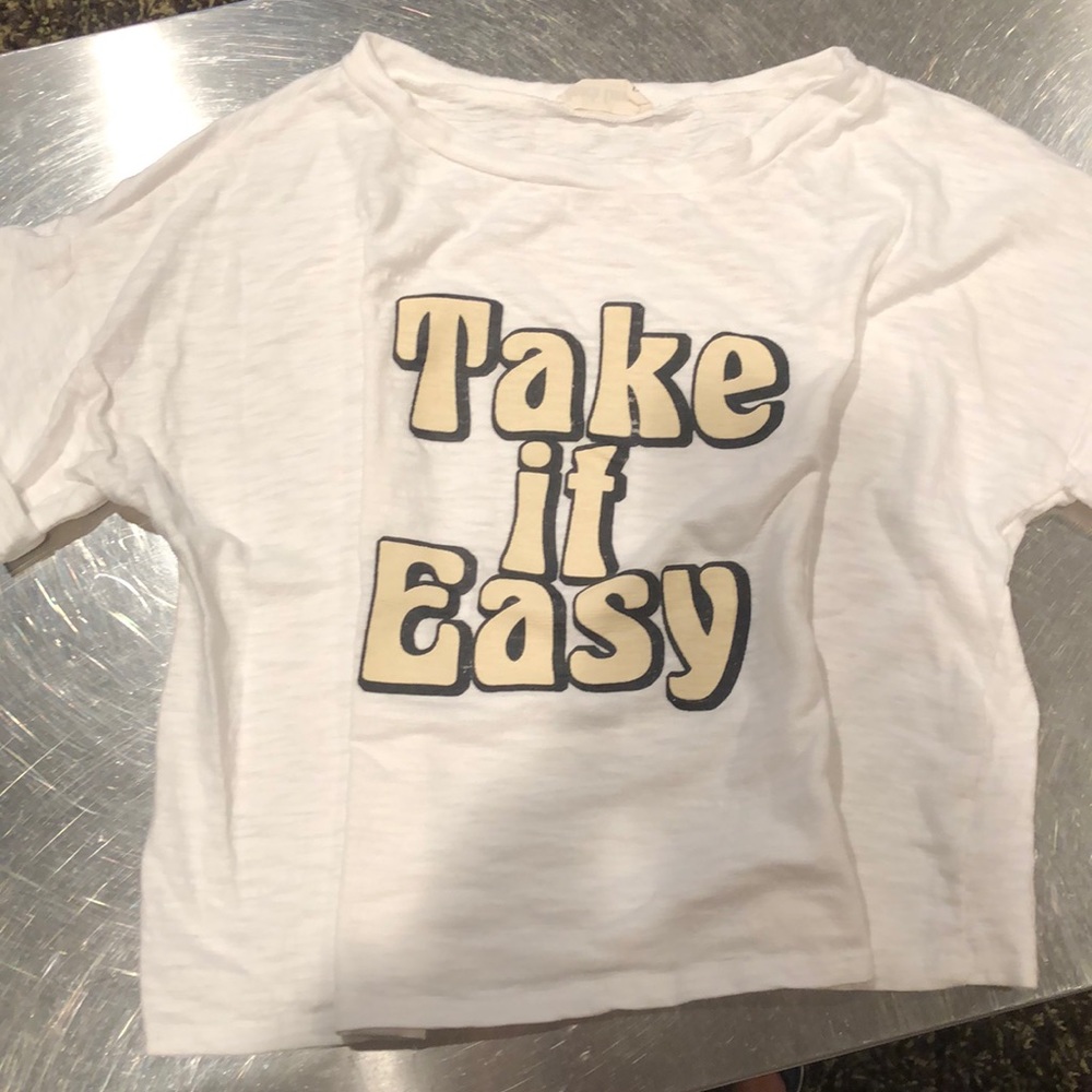 Cotton “take it easy” cropped T-shirt